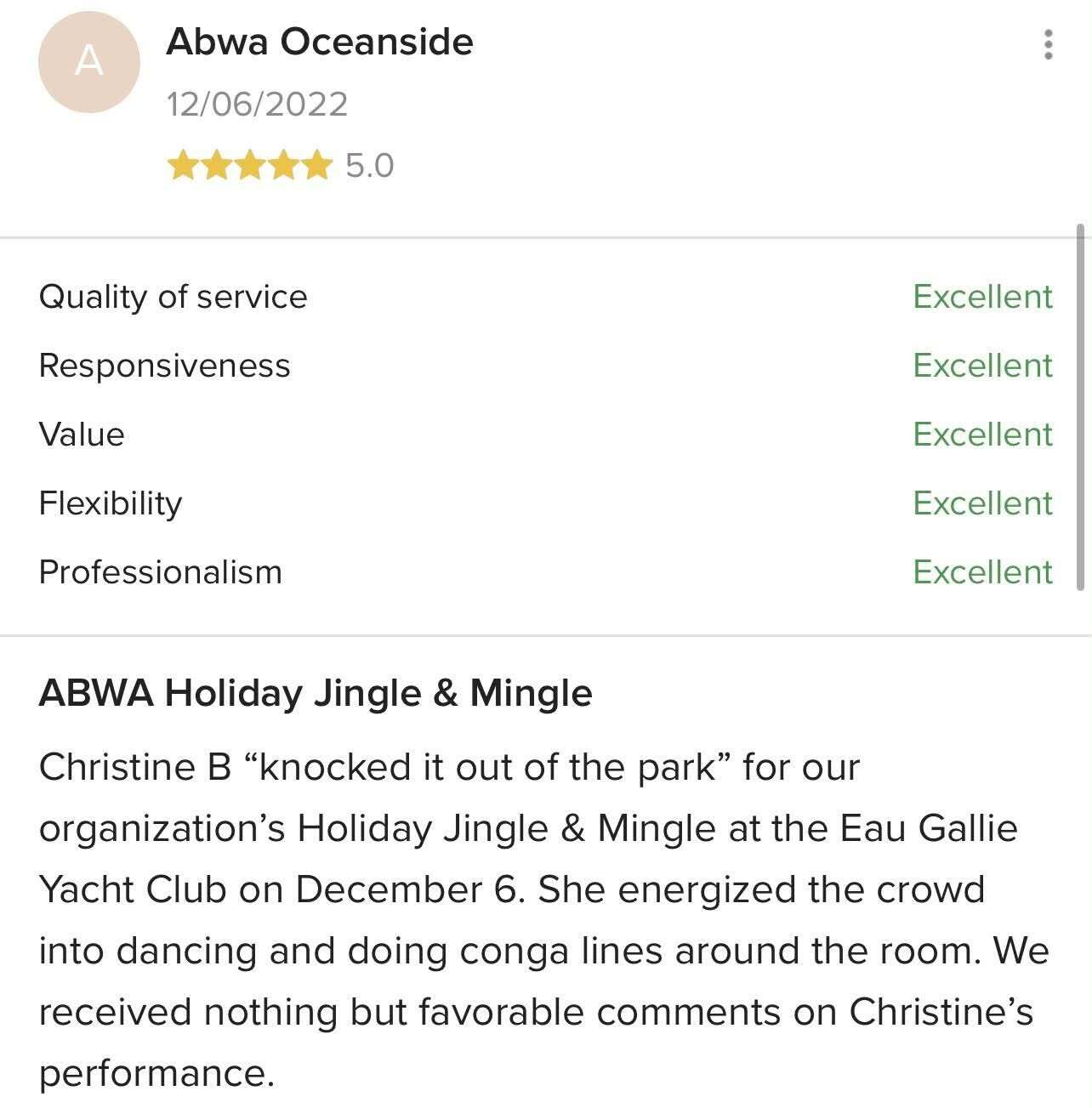 Five-star client review for BVIP Entertainment