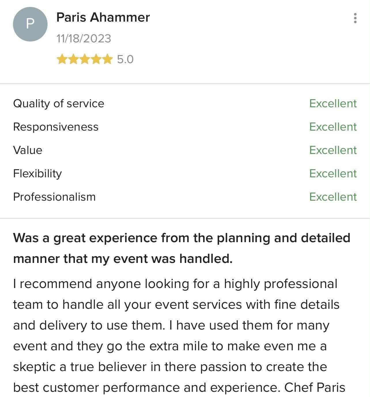 Five-star client review for BVIP Entertainment