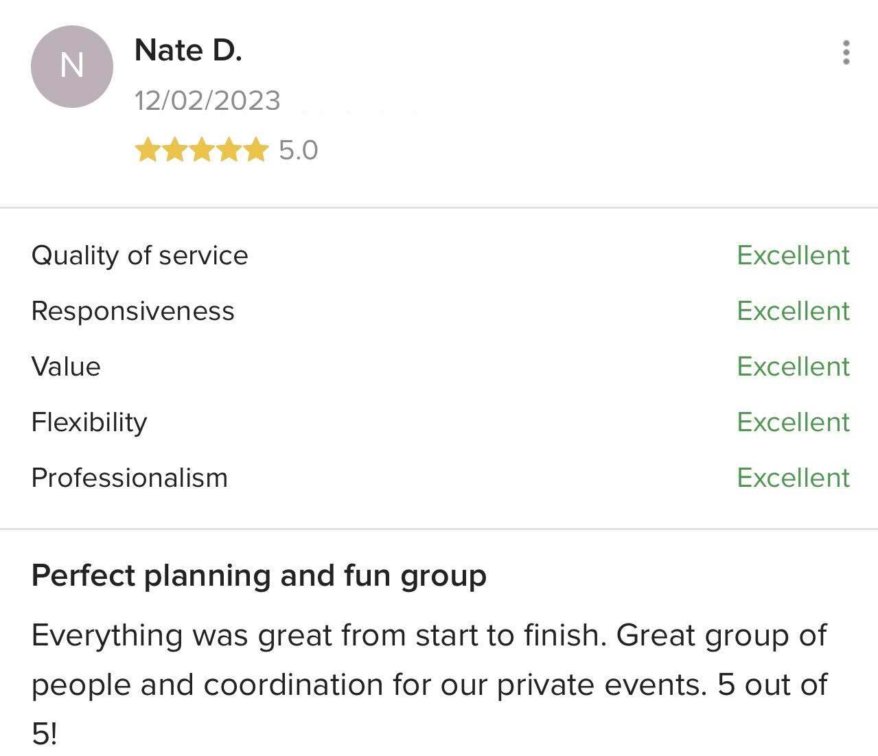 Five-star client review for BVIP Entertainment